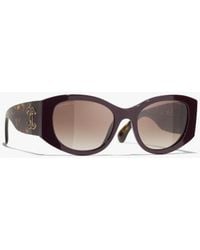 CHANEL - Oval Sunglasses - Lyst