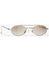 CHANEL - Oval Sunglasses - Lyst