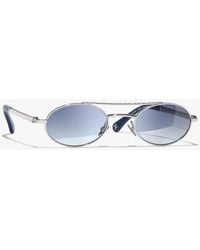 CHANEL - Oval Sunglasses - Lyst