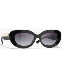 CHANEL - Oval Sunglasses - Lyst