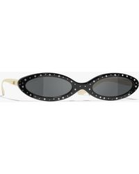 CHANEL - Oval Sunglasses - Lyst