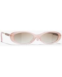 CHANEL - Oval Sunglasses - Lyst