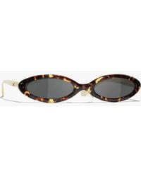 CHANEL - Oval Sunglasses - Lyst