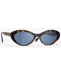 CHANEL - Oval Sunglasses - Lyst