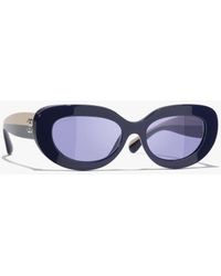 CHANEL - Oval Sunglasses - Lyst