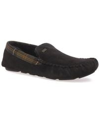 Barbour - Barbour Monty Brown Suede Slippers - Lyst