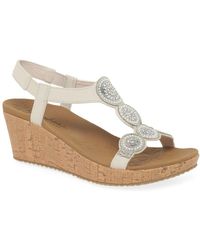 Skechers Beverlee Date Glam Wedge Heel Sandals - White