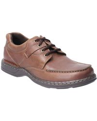 Hush Puppies Mens Dominic Brown Leather Mens Hush Puppies Smooth Lace-Up Shoes 