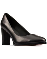 clarks ladies black court shoes