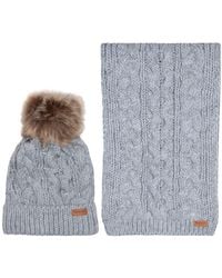Barbour - Penshaw Beanie &Amp; Scarf Set Colour: Gy11 Knit - Lyst