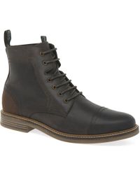 Barbour Dalton Mens Leather Lace Up Military Boots - Black