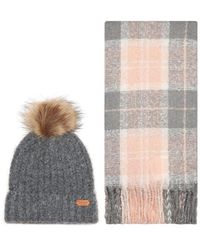 Barbour - Saltburn Beanie &Amp; Tartan Scarf Set - Lyst