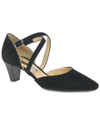Gabor - Black Suede 'callow' Mid Heeled Court Shoes - Lyst