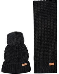 Barbour - Saltburn Hat &Amp; Scarf Set Colour: Bk11 Knit - Lyst