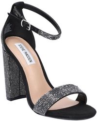Steve Madden Carrson Rhinestone Ankle Strap Block Heel Dress Sandals - Black