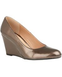 Lotus Cache Patent Wedge Court Shoe in Black - Lyst