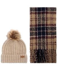 Barbour - Saltburn Beanie &Amp; Tartan Scarf Set - Lyst