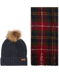 Barbour - Saltburn Beanie &Amp; Tartan Scarf Set - Lyst