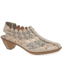 Rieker - Sina Leather Woven Heeled Shoes - Lyst
