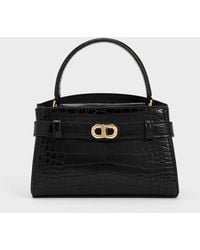 Charles & Keith - Aubrielle Croc-effect Belted Top Handle Bag - Lyst
