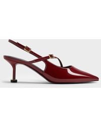 Charles & Keith - Wynn Patent Buckled Sculptural-Heel Slingback Pumps - Lyst