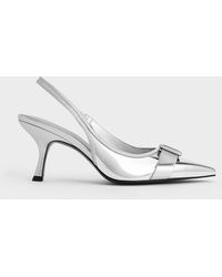 Charles & Keith - Metallic Buckled Pointed-toe Slingback Pumps - Lyst