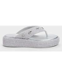 Charles & Keith - Tweed Beach Flatform Thong Sandals - Lyst
