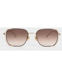 Charles & Keith - Metallic-rim Rectangular Sunglasses - Lyst