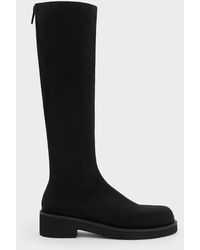 Charles & Keith - Faux Suede Chunky-sole Knee-high Boots - Lyst