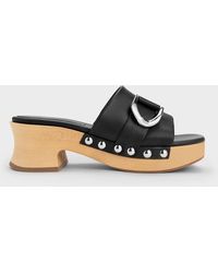 Charles & Keith - Gabine Studded Leather Clogs - Lyst