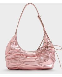 Charles & Keith - Kadee Metallic Ruched Bow-Charm Hobo Bag - Lyst