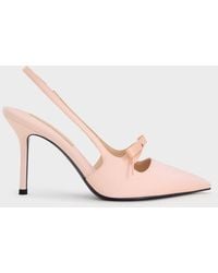 Charles & Keith - Satin Bow Pointed-Toe Slingback Pumps - Lyst