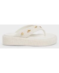 Charles & Keith - Tweed Beach Flatform Thong Sandals - Lyst