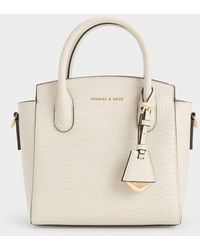 Charles & Keith - Harper Croc-effect Structured Top Handle Bag - Lyst
