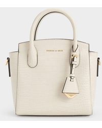 Charles & Keith - Harper Croc-Effect Structured Top Handle Bag - Lyst