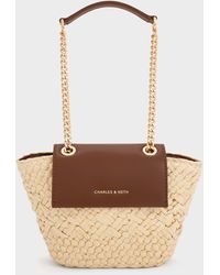 Charles & Keith - Shalia Raffia Chain-Strap Crossbody Bag - Lyst