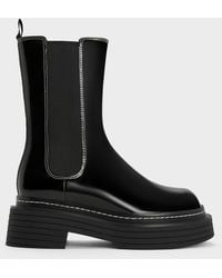 Charles & Keith - Stitch-Trim Platform Mid-Calf Chelsea Boots - Lyst