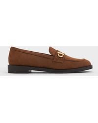 Charles & Keith - Marley Faux Suede Metallic-accent Loafers - Lyst