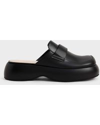 Charles & Keith Rory Platform Penny Loafer Mules - Black