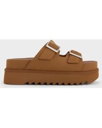 Charles & Keith - Buckled Double-Strap Flatform Sandals - Lyst