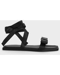 Charles & Keith - Satin Bow Tie-Around Flat Sandals - Lyst