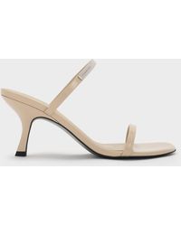 Charles & Keith - Patent Metallic-Accent Double-Strap Heeled Sandals - Lyst