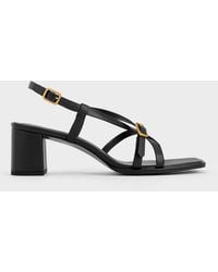 Charles & Keith - Strappy Block-Heel Thong Sandals - Lyst