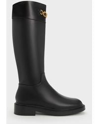 Charles & Keith - Metallic Chain Accent Knee-high Boots - Lyst