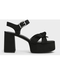Charles & Keith - Anika Faux Suede Knot-Bow Platform Sandals - Lyst