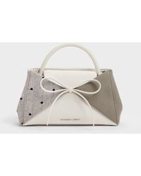 Charles & Keith - Hazel Heart-Print Bow Panelled Top Handle Bag - Lyst