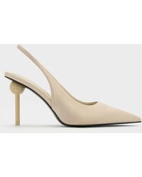 Charles & Keith - Satin Crystal Ball-Heel Slingback Pumps - Lyst