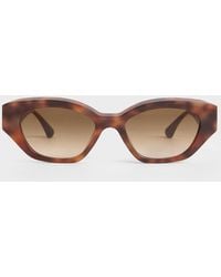 Charles & Keith - Tortoiseshell Recycled Acetate Sculptural Cat-eye Sunglasses - Lyst
