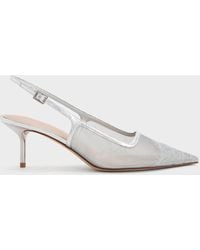 Charles & Keith - Mesh & Lace Pointed-toe Slingback Pumps - Lyst