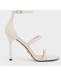 Charles & Keith - Patent Leather Triple Strap Heeled Sandals - Lyst